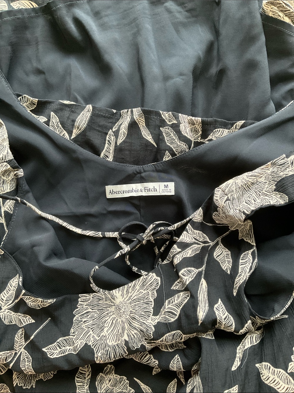 Abercrombie & Fitch Black Floral Sleeveless A-Line Dress Medium - Picture 3 of 3